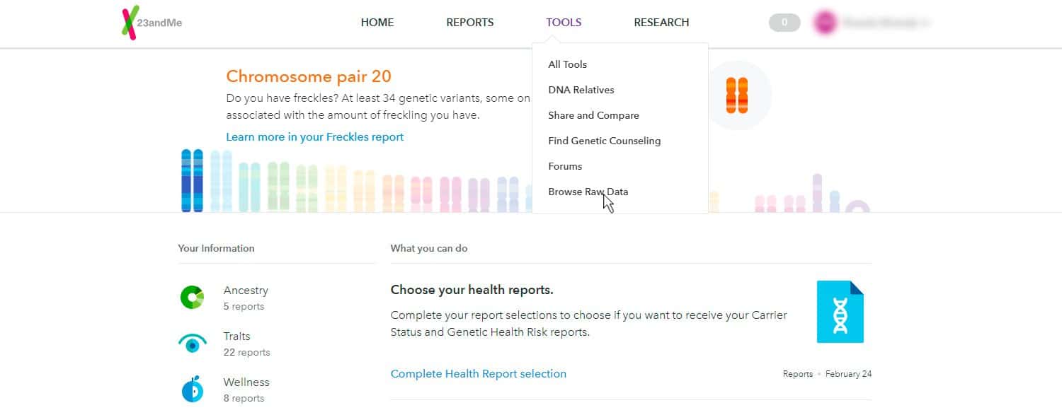 Download raw data from Step 2 23andMe