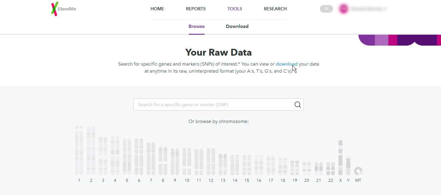 Download raw data from Step 3 23andMe